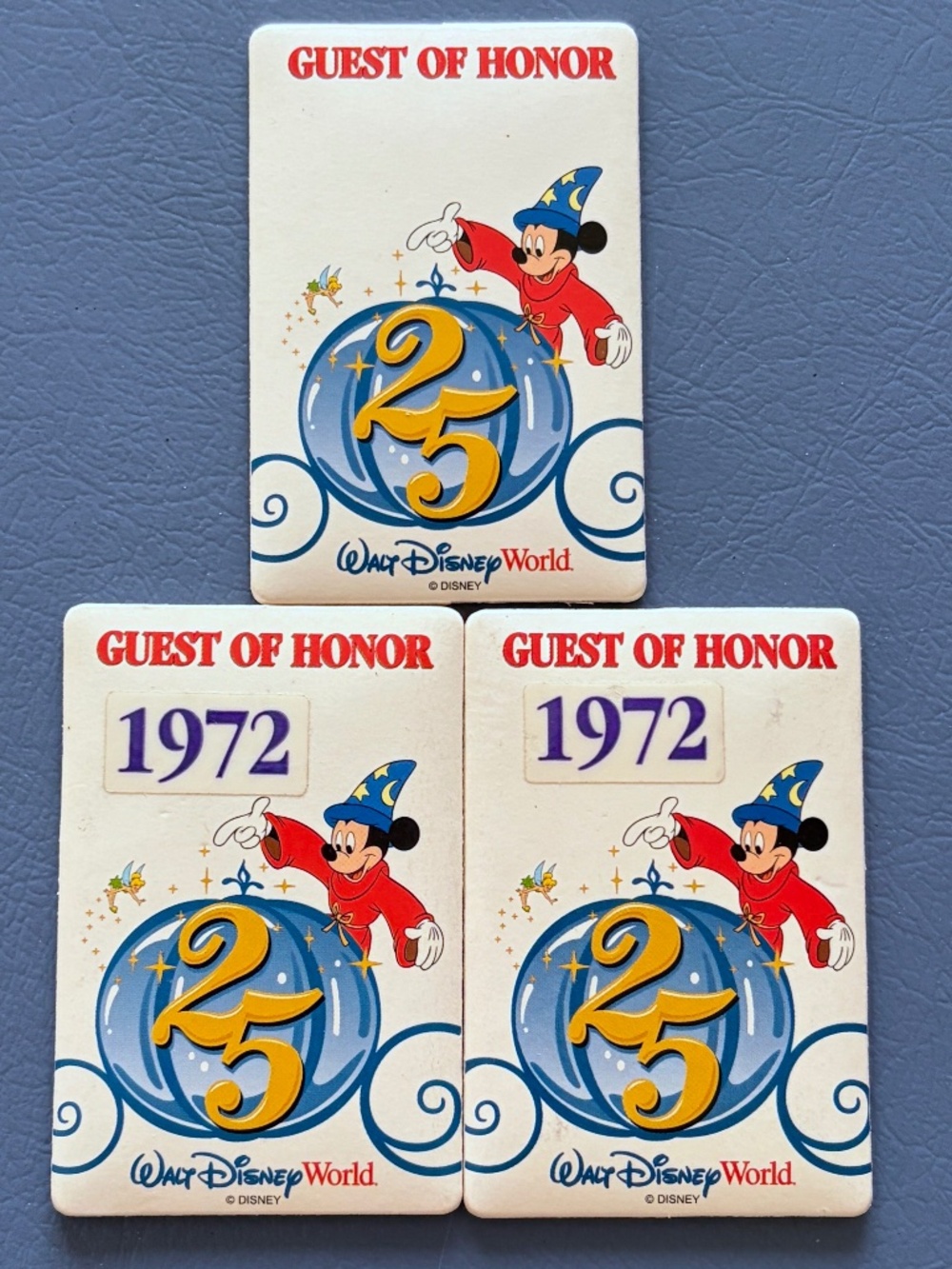 3 Walt Disney World Guest of Honor 25th Anniversary Souvenir Badge